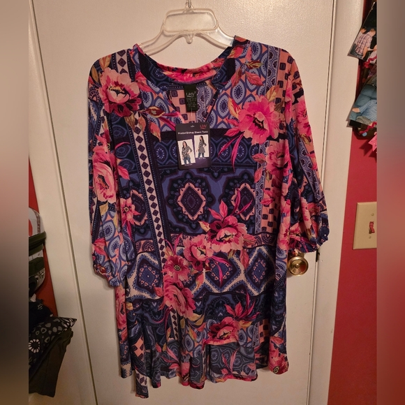 lildy Tops - Lildy Women's Colorful 3/4 Length Sleeve Tunic Top Size XL NWT
